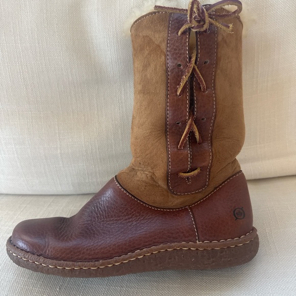 Børn Handcrafted Shearling-Lined Leather Boots — Women’s Size 8 - Picture 2 of 11